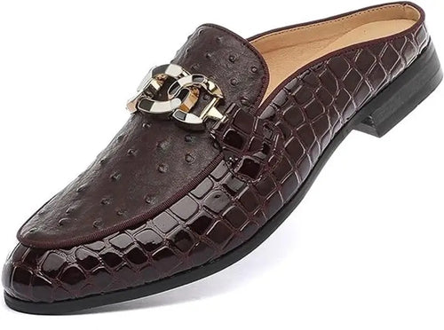 Men’s Gold Buckle Brown Loafers