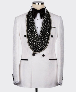 Men’s White Black crystal tuxedo