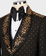 Men Black Gold crystals Tuxedo