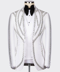 Men’s White Sliver crystal tuxedo