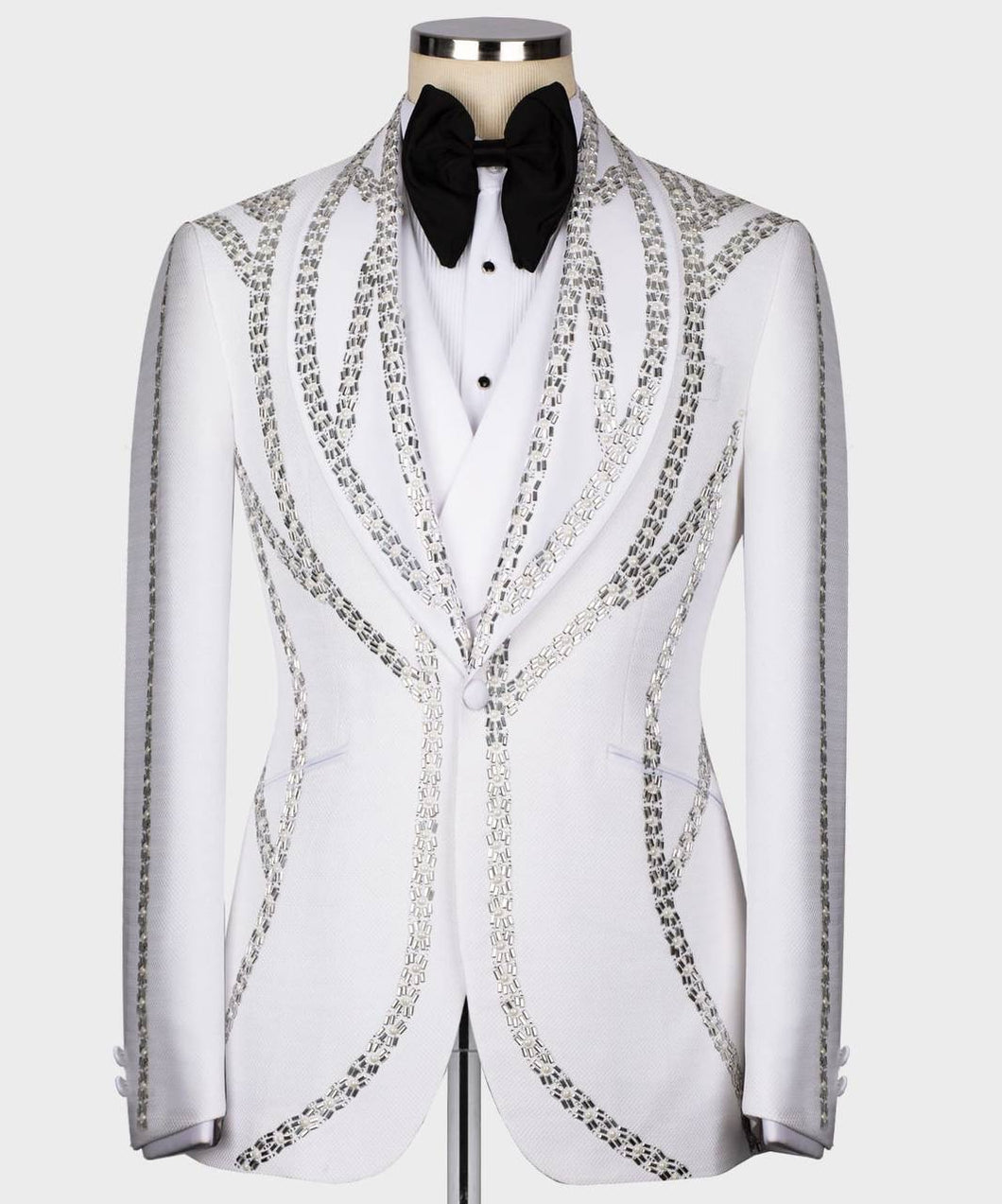 Men’s White Sliver crystal tuxedo