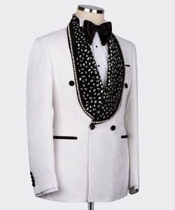 Men’s White Black crystal tuxedo