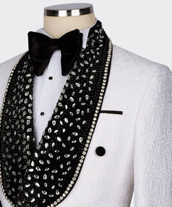 Men’s White Black crystal tuxedo