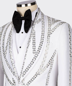 Men’s White Sliver crystal tuxedo