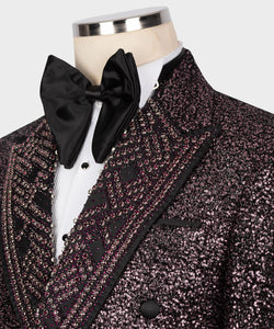 Men's Crystal Stone Purple Tuxedo