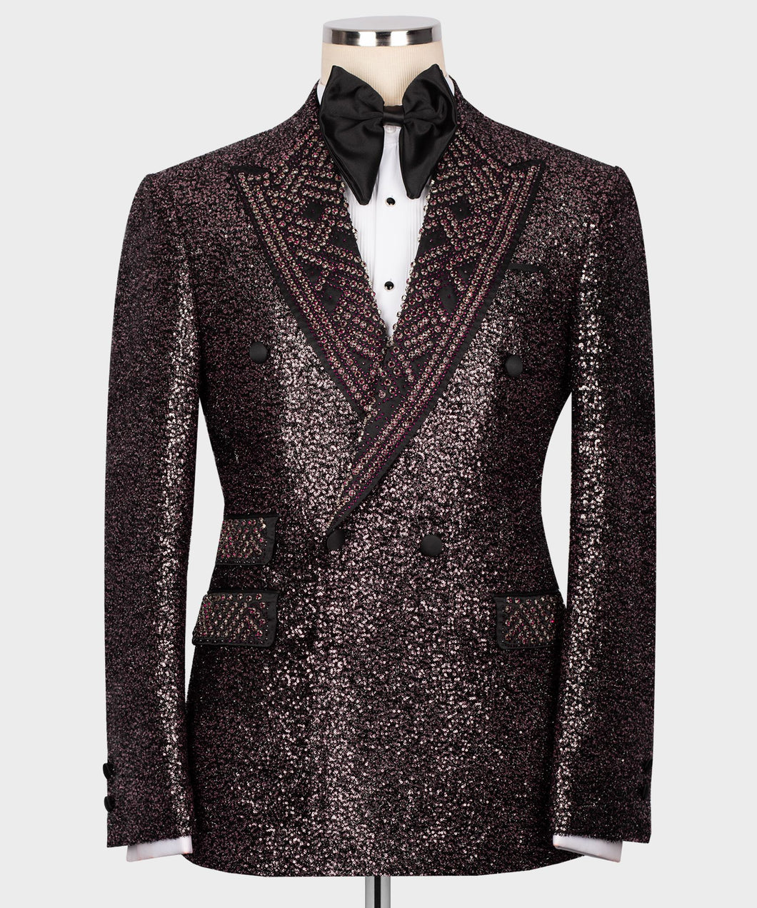 Men's Crystal Stone Purple Tuxedo