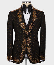 Men Black Gold crystals Tuxedo