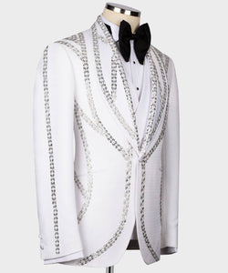 Men’s White Sliver crystal tuxedo