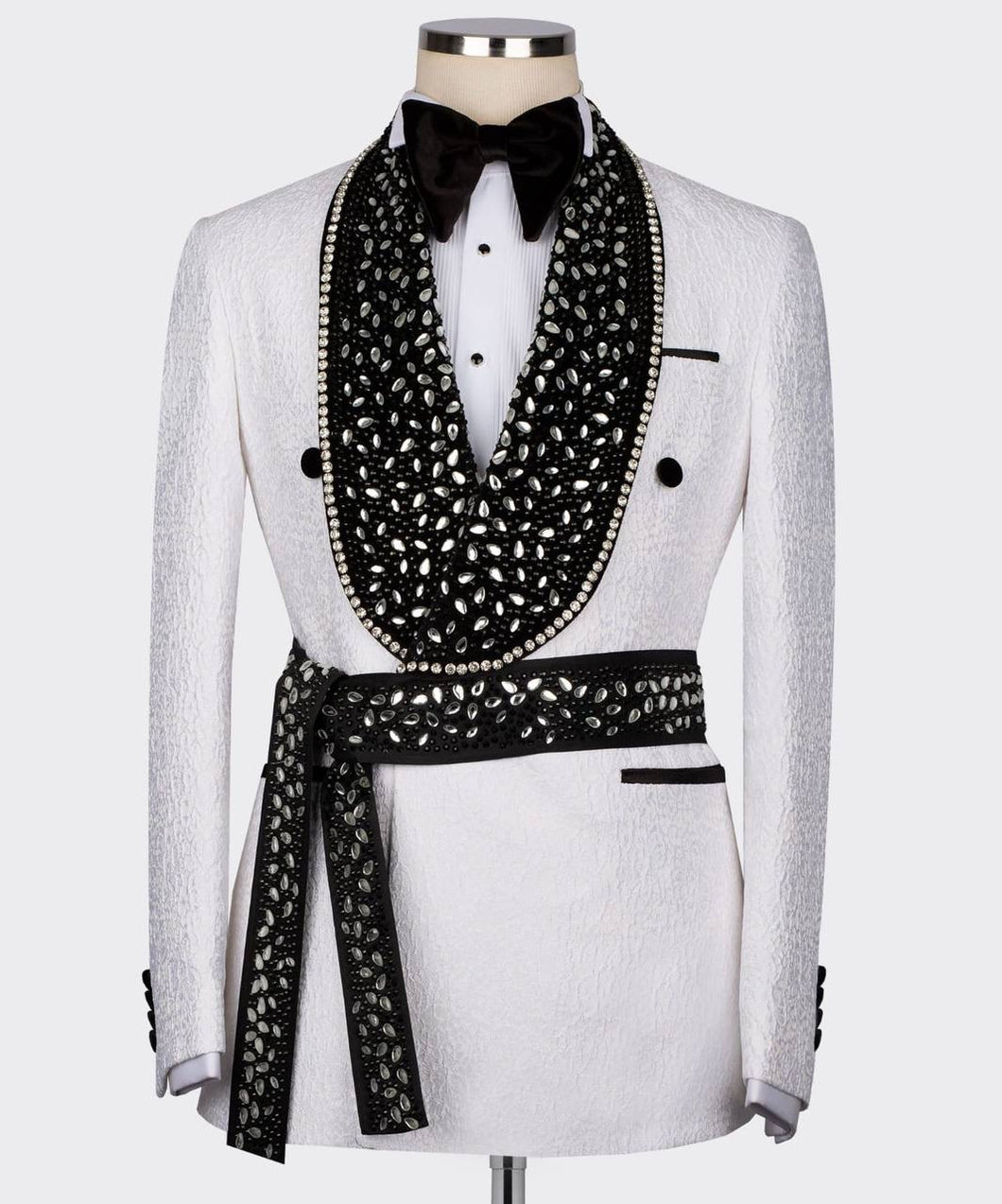 Men’s White Black crystal tuxedo