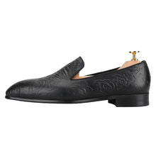 Men's Embossed Leather Black Loafers