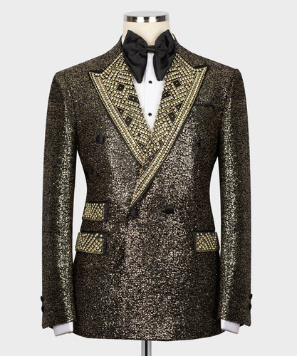 Men's Crystal Stone Gold Tuxedo