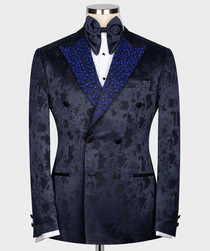 Men's BLUE EMBRIORED TUXEDO