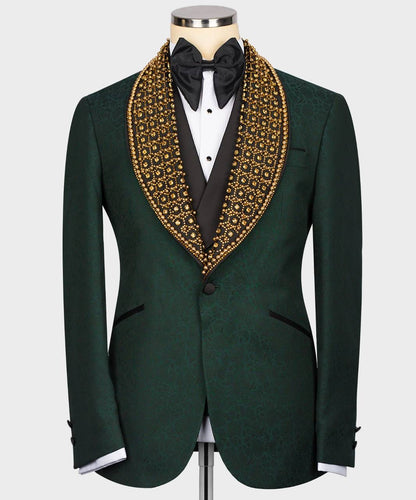 Men's Green Gold embroidery TUXEDO