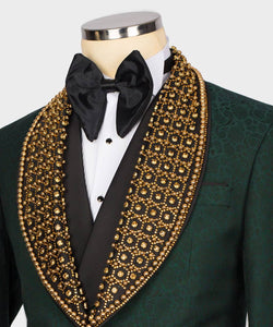 Men's Green Gold embroidery TUXEDO