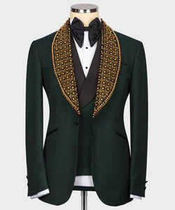 Men's Green Gold embroidery TUXEDO