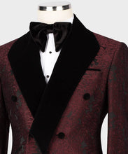 Men burgundy black lapel  Tuxedo