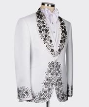 Men's BLACK EMBROIRED WHITE TUXEDO