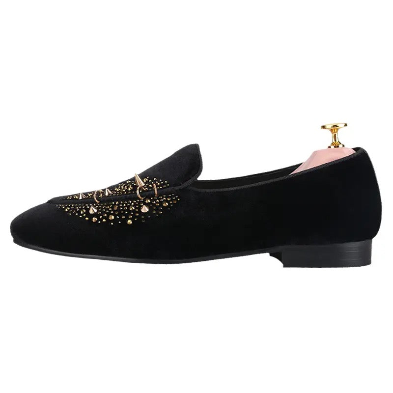 Men’s Black Velvet Loafers