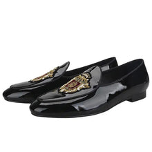 Men's Black Embroidery Loafers
