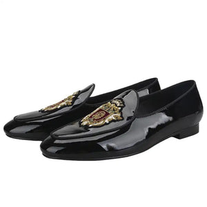 Men's Black Embroidery Loafers