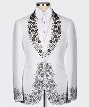 Men's BLACK EMBROIRED WHITE TUXEDO