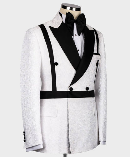 Men's BLACK WHITE DOUBLE BREASTED TUXEDO