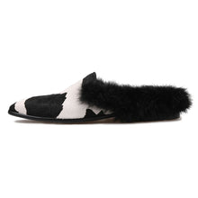 Men Black Fur Loafers