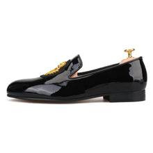Men embroidery Black Loafers