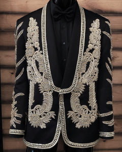 Men’s Black Crystal Embroidered Tuxedo