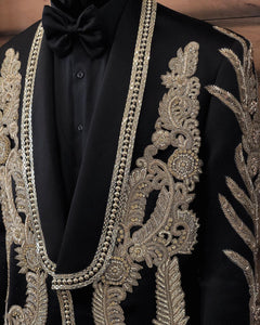 Men’s Black Crystal Embroidered Tuxedo