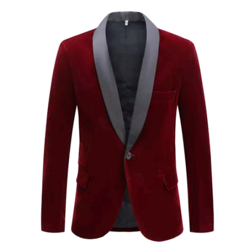 Men burgundy Velvet Blazer