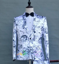 Men’s floral White Print Suit