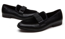 Men Leather Bow Tie Black Loafers