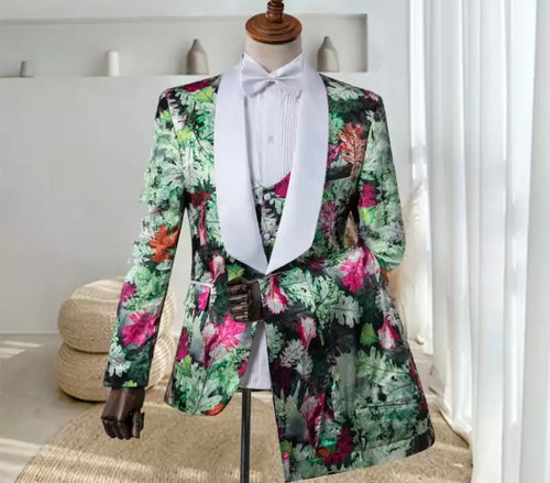 Men’s Floral Tuxedos Suit + Pants