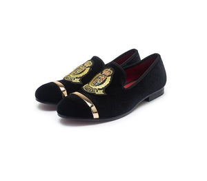 Men Velvet Gold Buckle Loafers