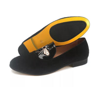 Men's Black Velvet Leather loafers