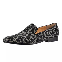 Men’s Leopard Rhinestones Loafers