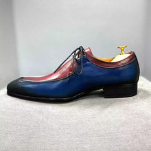 Mens Blue Leather Oxford Shoes