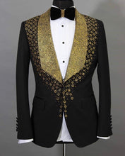 Men’s Gold Black Embroidered Tuxedo