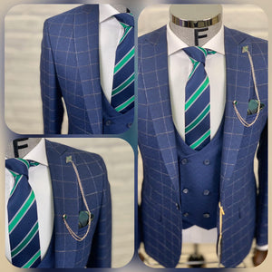 Men’s Navy Blue Business 3 Piece Suit