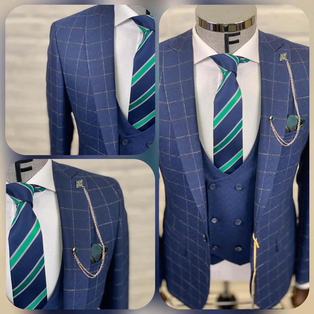 Men’s Navy Blue Business 3 Piece Suit