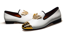 Men Gold Buckle Leather Loafers