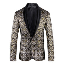 Men Gold Floral Blazer