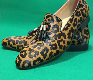 Men’s Tassel Leopard Loafers