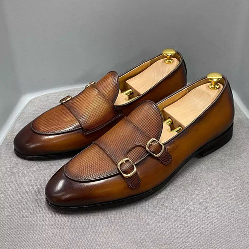 Men’s Brown Monk Strap Loafers