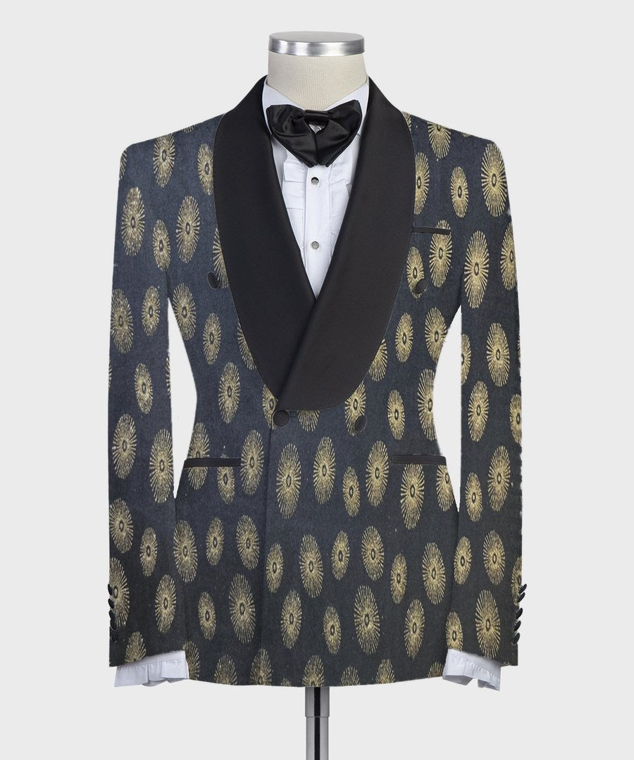 Men’s Gold Patterned 2Pc Tuxedo