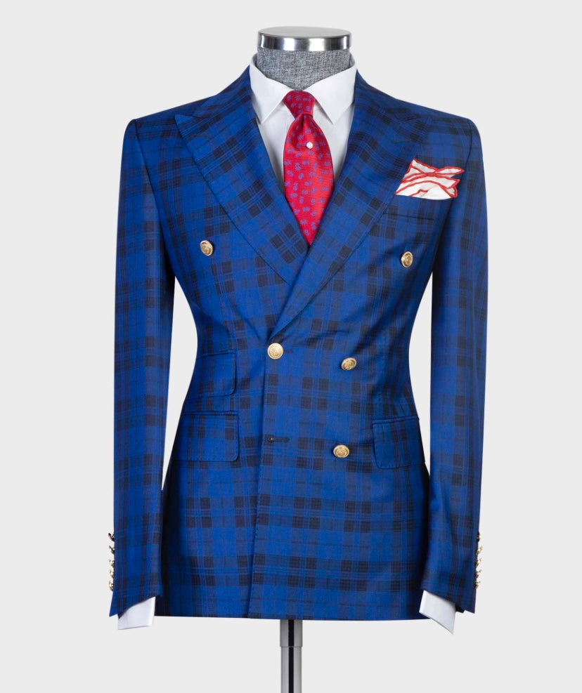 Men’s Double Breasted Dark Blue Suit