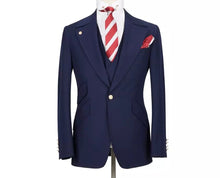 Men’s 2 Piece Slim Fit Navy blue double breasted Suit