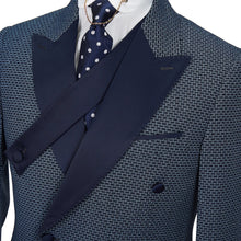 Men’s 2 Piece Navy blue lapel double breasted Suit