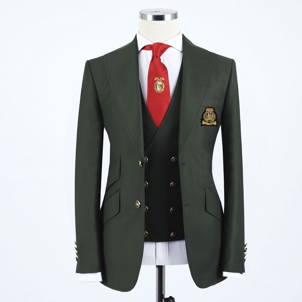 Men’s Coat of Arms White Green Suit